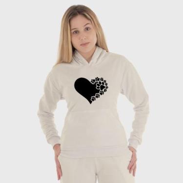 Imagem de Moletom Canguru Feminino Coração de Patas com Capuz e Bolso - Benellys