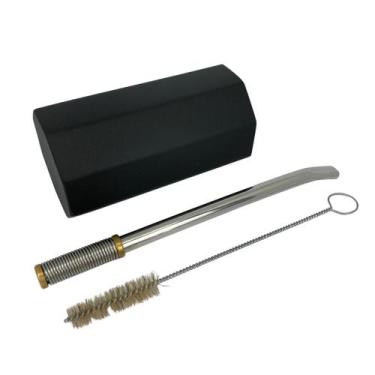 Imagem de Kit tereré cuia copo octogonal preto + bomba de mola com rosca desmont