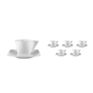 Imagem de Kit 6 Xícara E Pires Branco 50Ml Plástico - Bb Store