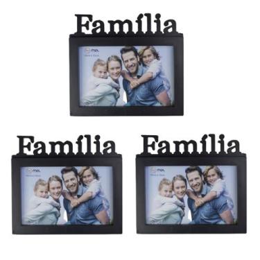 Imagem de Porta Retrato Preto Família Decoração Casa Presente 3 und 10x15cm - MD