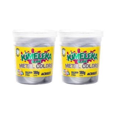 Imagem de Kit 2 Geleinha Slime Kimeleka 180g Acrilex Barato Divertido, Metalica