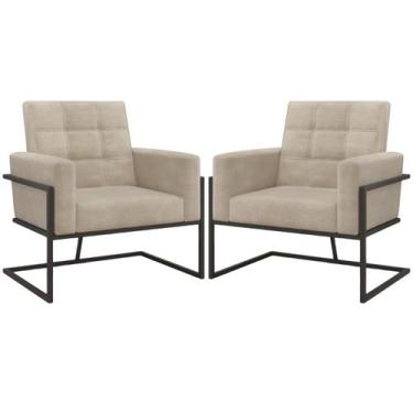 Imagem de kit 2 Poltronas Base de metal para Manicure Sala de Estar Decorativa C