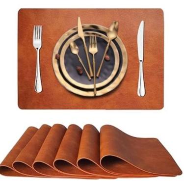 Imagem de Jogo Americano Sousplat Retangular 4 peças Limpa Facil couro - GENERTO