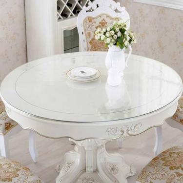 Imagem de Protetor de mesa redonda transparente, à prova d'água, à prova de óleo, protetor de toalha de mesa de plástico para mesa circular para mesa de centro, mesa lateral final (1,5 mm de espessura, 200 cm