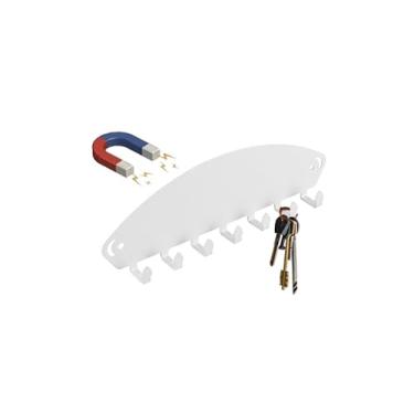 Imagem de Suporte de gancho magnético, suporte magnético para chave de parede, 7 ganchos, suporte de parede para geladeira, armário de metal, churrasqueiras, lava-louças (branco - 2 peças)