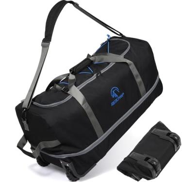 Imagem de REDCAMP Bolsa esportiva dobrável expansível 140L de 76,2 cm, 110L, com rodas, bolsa esportiva grande dobrável com rolos para acampamento e viagem, Preto, Moderno