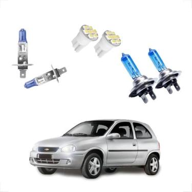 Imagem de Kit de Lâmpadas Halógena Super Branca Farol Baixo H7 e Alto H1 para Co