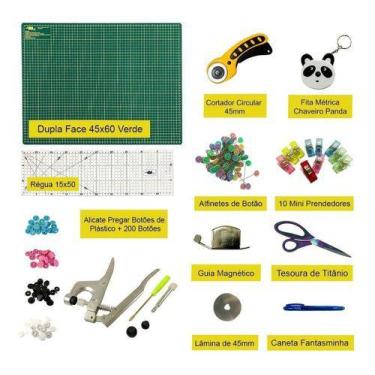Imagem de Kit Base De Corte Patchwork Cortador Alicate Botão Ritas - ADB