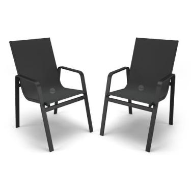 Imagem de Kit 2 Cadeiras Miami Jantar Área Gourmet Alumínio Preto - Aluv Móveis