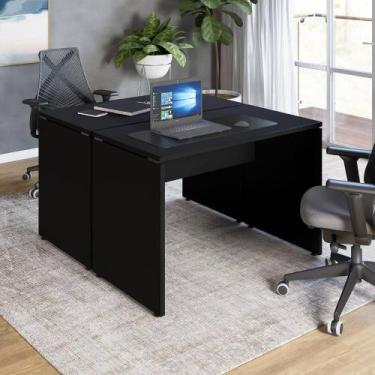Imagem de Mesa Escritório 2 Lugares 1,10m x 1,40m Pés Painel F5 Office - F5 Offi