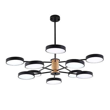 Imagem de ZZZYZ Lustre Sputnik moderno de 10 luzes LED redondo madeira acrílico abajur vintage acabamento cromado luminária de teto para cozinha ilha sala de jantar barra de pia - preto tricolor mudança de luz