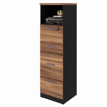 Imagem de Armário de Escritório Arquivo 4 Gavetas com Chave Yaris YAR4716 Office 47cm Marrom/Preto