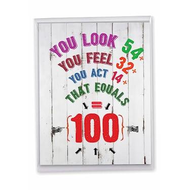 Imagem de NobleWorks - Cartão de aniversário dos anos 100 com envelope (papel timbrado 21 x 28 cm), celebração do marco do ano grande - Equação de idade 100 J9063MBG-US