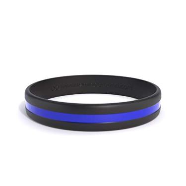 Imagem de Reminderband Pulseira fina de linha azul – Pulseira de borracha de silicone para homens e mulheres, pulseira de silicone azul para presentes de formatura da polícia, aposentadoria, eventos