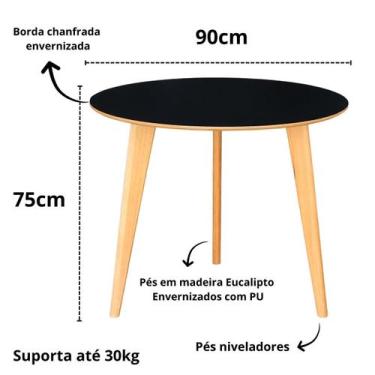 Imagem de Mesa de Jantar Redonda Júlia de 90cm - Pés em Madeira Maciça - 3 Opçõe