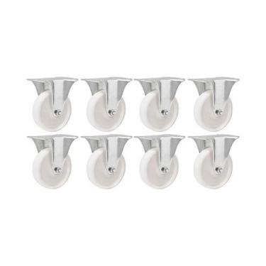 Imagem de Kit 8 un rodízio roda fixo nylon aço zincado 3" 76mm 100kg - VONDER