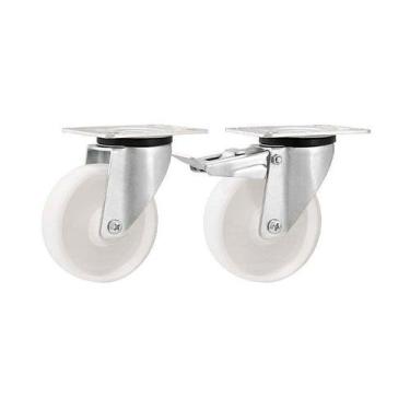 Imagem de Kit 2 un rodízio roda giratório e freio nylon 3" 76mm 100kg - VONDER