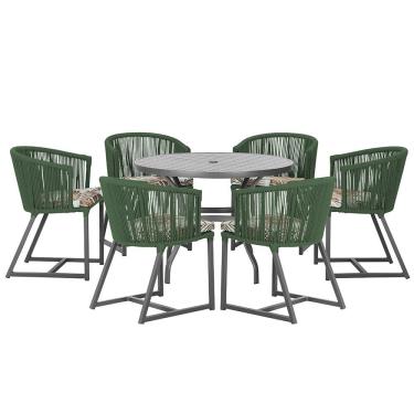 Imagem de Mesa com 6 Cadeiras de Jantar Roma 120cm e Noronha em Alumínio