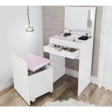 Imagem de Penteadeira Com Puff Bau Embutido Pe2007 Branco 408