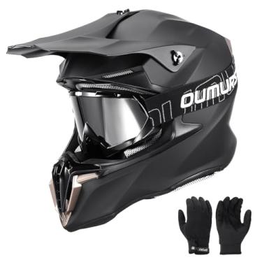 Imagem de Oumurs Capacete Dot Para Jovens, Com Óculos E Luvas, Jovens De 8 A 18 Anos, Capacetes Infantis Quadriciclos, Meninos Meninas, Motocross, Bmx, Mx, Utv, Off-Road, Kart Rua