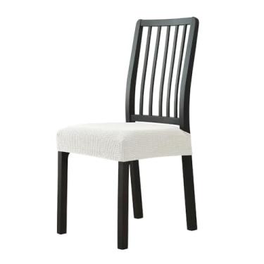 Imagem de Almofada de spandex jacquard para sala de jantar, capa de assento para cadeira sólida sem encosto, protetor de móveis, branca, 1 peça