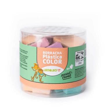 Imagem de BORRACHA PLASTICA COLOR PASTEL TREND C/CAPA POTE/24UND LEOELEO