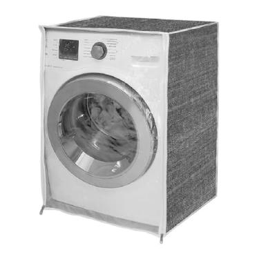 Imagem de Capa para Máquina de Lavar Roupas, Cinza, 85x58x63cm, Abertura Frontal, PVC com Forro em Poliéster