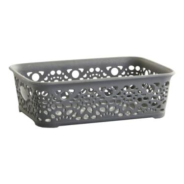 Imagem de Cesta Monako PP 20 x 14 x 6 cm, plástico, cor: cinza metálico