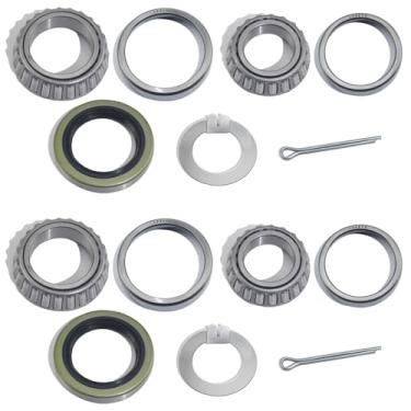 Imagem de GREPSPUD 2 conjuntos L68149 L44649 Kit de rolamentos de cubo de eixo de reboque com arruelas de eixo estilo D, vedações de graxa e pinos de contrapeso 171255TB/10-19 para eixos cônicos de 1,587 kg