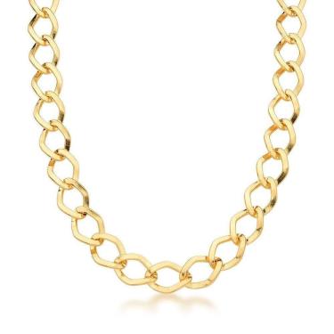 Imagem de Colar Elos Chatos 9,4mm Banhada A Ouro 18k