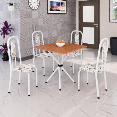 Imagem de Conjunto Sala de Jantar com 4 Cadeiras Lívia Arabesco/ Branco