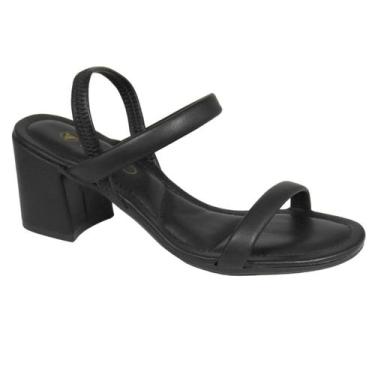 Imagem de Sandália Via Uno Feminina Salto Bloco Médio Conforto 858009, Preto, 37