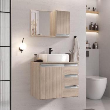 Imagem de Conjunto Gabinete Banheiro Prisma 60cm Gabinete + Cuba + Espelheira Ma