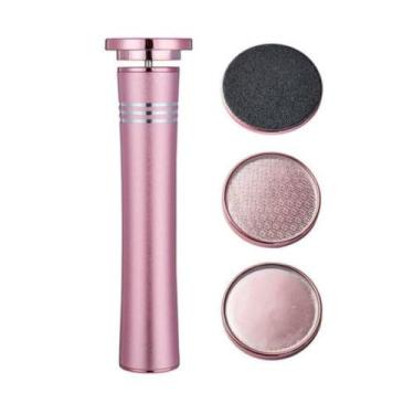 Imagem de Esfoliador Elétrico para Pés, Recarregável USB, 3 Lixas Intercambiáveis, Rosa, 17cm