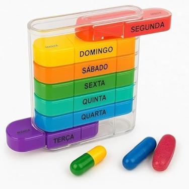 Imagem de Porta Comprimidos Semanal Caixinha de Remédio Organizador de Medicamento Estojo Diário Cápsulas Casa Buritis