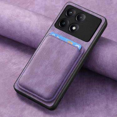 Imagem de Capa de couro 2 em 1 com cartões magnéticos removíveis para Xiaomi Redmi Note 13 Pro 12 11 13C F5 13T 10 Pocket, roxa, para Redmi 12 4G