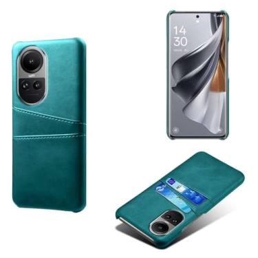 Imagem de Capas Compatível com OPPO RENO 10 PRO 5G,tampa protetora de couro falso,design de saco de cartão com 2 fendas de cartão atrás,proteção anti-impressão digital e anti-gota-Green