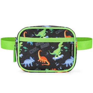 Imagem de Choco Mocha Pochete infantil para meninas, pochete infantil de 2 a 4 anos, bolsa de cinto para meninas pequenas, Dinossauro preto, 7.1 x 5.3 x 2.1 inches