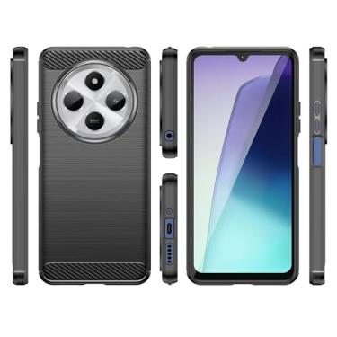 Imagem de HTXWXJC Capa de telefone para Redmi 14C, capa protetora de borracha TPU fina de fibra de carbono antiarranhões à prova de choque para Xiaomi Redmi 14C preta