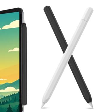Imagem de SSS·GRGB Estojo de silicone ultrafino para Apple Pencil (USB-C) 2023, acessórios para Apple Pencil, toque duplo, capa para lápis de silicone (preto e branco, pacote com 2)