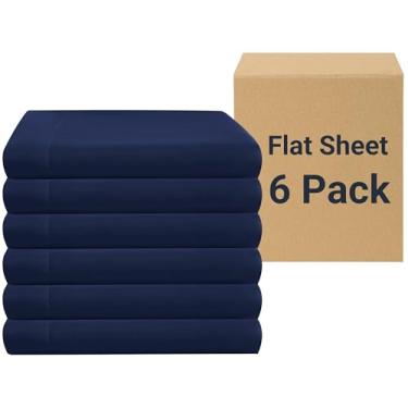 Imagem de ZPECC Apenas lençóis de cima – pacote com 6 lençóis de microfibra macia, itens essenciais de cama com etiqueta codificada por cores para anfitriões de hotéis, motéis, propriedades de aluguel ou Airbnb