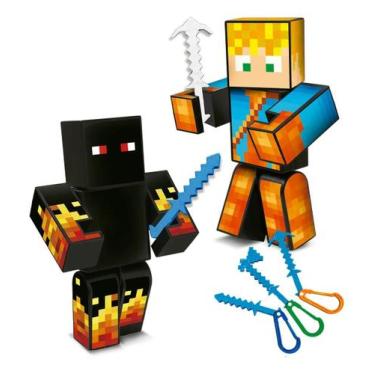 Imagem de Kit 2un Boneco Mine Kit Youtubers Lopers E Athos 25cm Craft - Algazarr