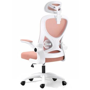 Imagem de Cadeira de Escritório, Design Ergonômico com Suporte Lombar Independente, Malha Respirável e Encosto de Cabeça Ajustável, Design Moderno e Duradouro, Ideal para Casa e Escritório (Rosa)