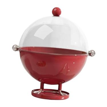 Imagem de IEUDNS Fruteira com tampa, suporte decorativo, pedestal, cesta, armazenamento de alimentos, tigela para casa, escritório, sobremesa, mesa, Vermelho