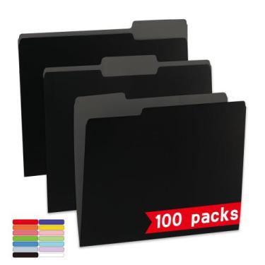 Imagem de Pastas de arquivo VZCPYTPM pretas, 100 pacotes, tamanho carta, 21,6 x 