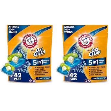 Imagem de Detergente para roupa Arm & Hammer Plus OxiClean 5 em 1, 42 pacotes