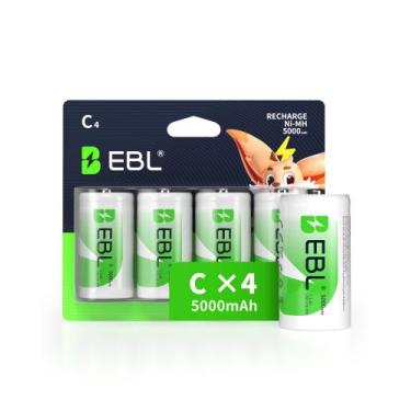 Imagem de Baterias C recarregáveis EBL 5000mAh Ni-MH 1,2 V Pacote com 4