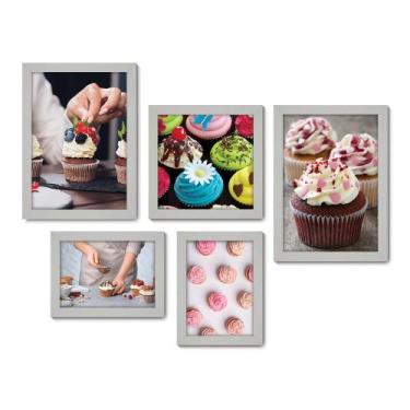Imagem de Kit Com 5 Quadros Decorativos - Cupcake Doceria Lanchonete Cozinha - 1