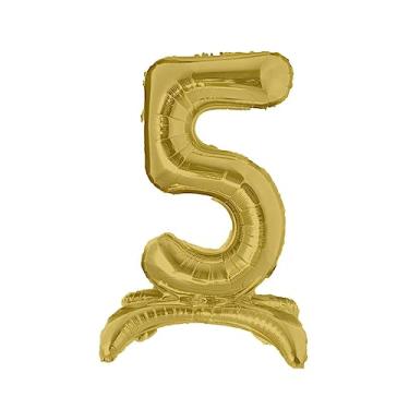 Imagem de Balão gigante dourado metalizado com base para chão 75 cm Números (Clique e Escolha Seu Número) (5)