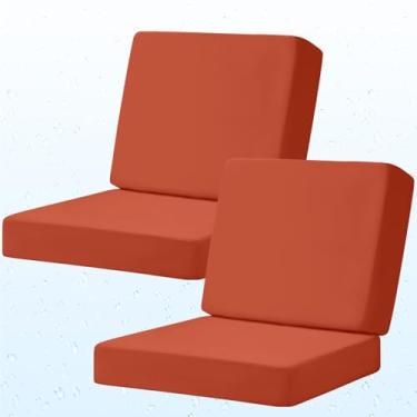 Imagem de Iheqard Conjunto de almofada de assento profundo para ambientes externos, 61 x 61 cm, à prova d'água e resistente ao desbotamento, encosto com laços para pátio, jardim, quintal e varanda (especiarias